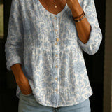Wildflower Print Boho Button Blouse