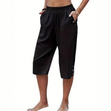Comfortable Button Detail Cropped Pants