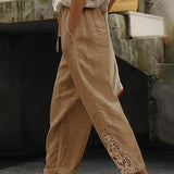 Casual Lace-Hollow Drawstring Pants