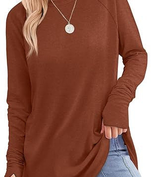 Filippa™ | Curved-Hem Raglan Long-Sleeve Top