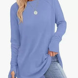 Filippa™ | Curved-Hem Raglan Long-Sleeve Top