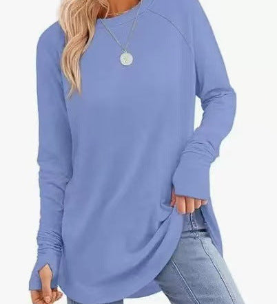 Filippa™ | Curved-Hem Raglan Long-Sleeve Top
