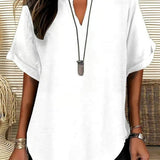 V-Neck Casual Loose-Fit Chiffon Blouse
