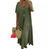 Tiered Boho V-Neck Loose Maxi Dress