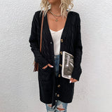 Kiana™ | Cable-Knit Buttoned Mid-Length Cardigan