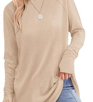 Filippa™ | Curved-Hem Raglan Long-Sleeve Top