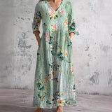 Breathable Comfort Floral Print Maxi Dress