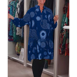 Artistic Geometric Print Oversized Shirt Dress
