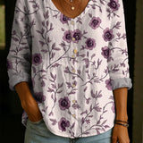 Wildflower Print Boho Button Blouse