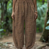Boho Drawstring Waist Harem Pants