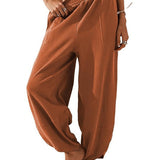 Casual Loose-Fit Elastic Waist Lantern Pants