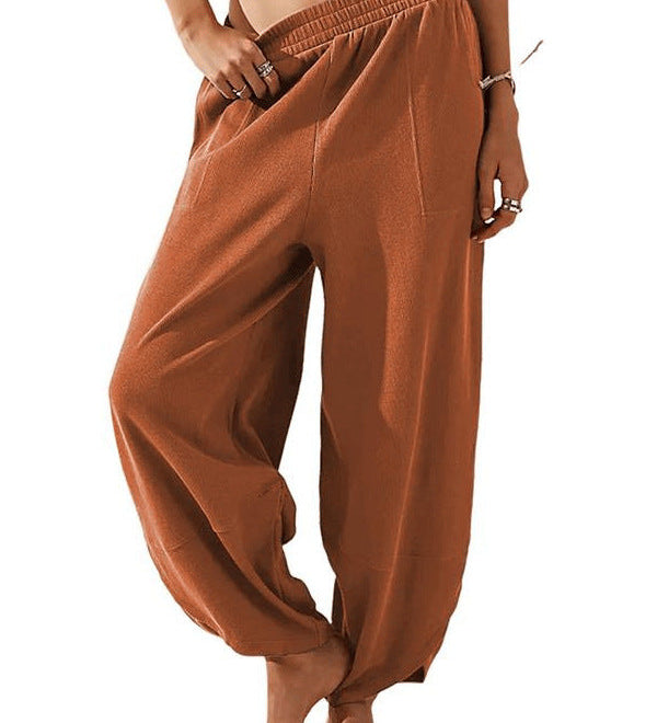 Casual Loose-Fit Elastic Waist Lantern Pants
