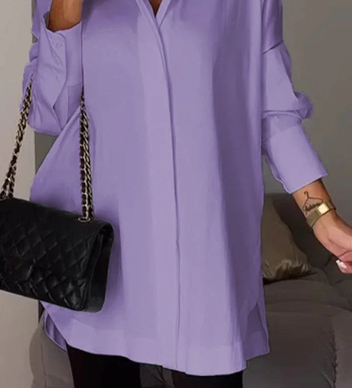 Oversized Elegant Long-Sleeve Button-Down Shirt
