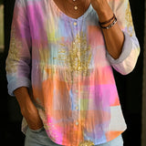 Wildflower Print Boho Button Blouse