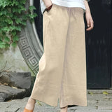 Casual Solid Wide-Leg Pants