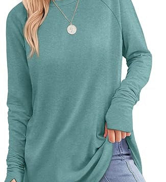 Filippa™ | Curved-Hem Raglan Long-Sleeve Top