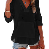 Casual V-Neck Hooded T-Shirt