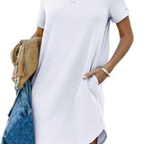 Pocket Casual Loose T-Shirt Mini Dress
