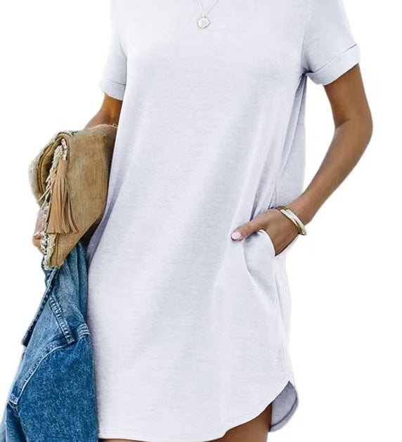 Pocket Casual Loose T-Shirt Mini Dress