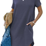 Pocket Casual Loose T-Shirt Mini Dress
