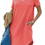 Pocket Casual Loose T-Shirt Mini Dress