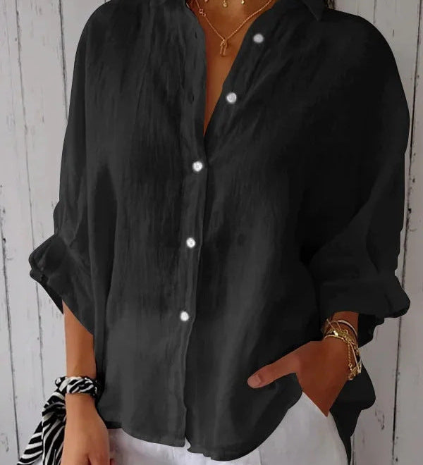 Button-Down Casual Linen Oversized Shirt