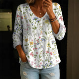 Wildflower Print Boho Button Blouse