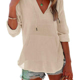 Casual V-Neck Hooded T-Shirt