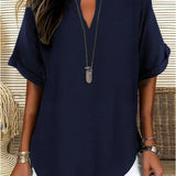 V-Neck Casual Loose-Fit Chiffon Blouse