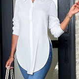 Side-Slit Longline Button-Down blouse