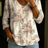 Wildflower Print Boho Button Blouse