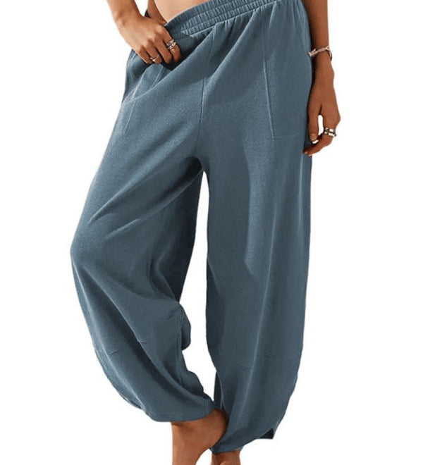 Casual Loose-Fit Elastic Waist Lantern Pants