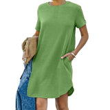 Pocket Casual Loose T-Shirt Mini Dress