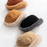 Eira™ | Faux-fur trim corduroy cloche hat
