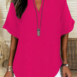V-Neck Casual Loose-Fit Chiffon Blouse