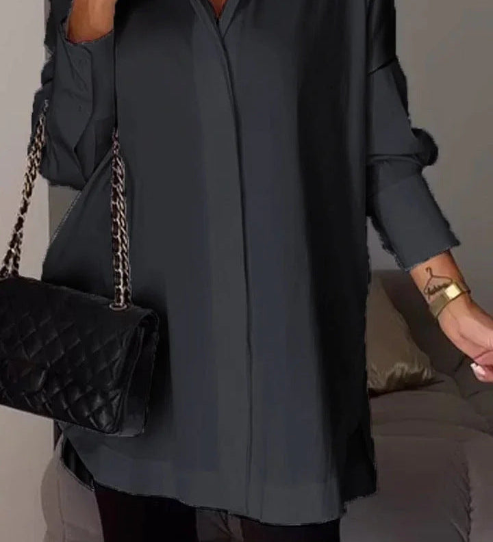 Oversized Elegant Long-Sleeve Button-Down Shirt
