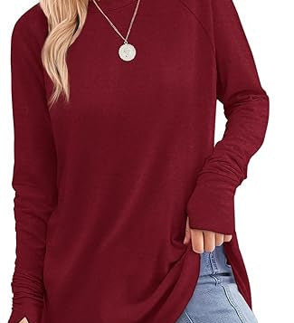 Filippa™ | Curved-Hem Raglan Long-Sleeve Top