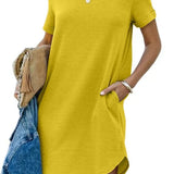 Pocket Casual Loose T-Shirt Mini Dress