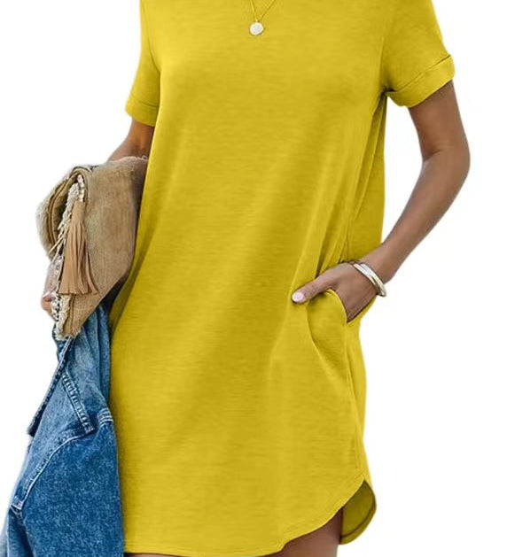 Pocket Casual Loose T-Shirt Mini Dress
