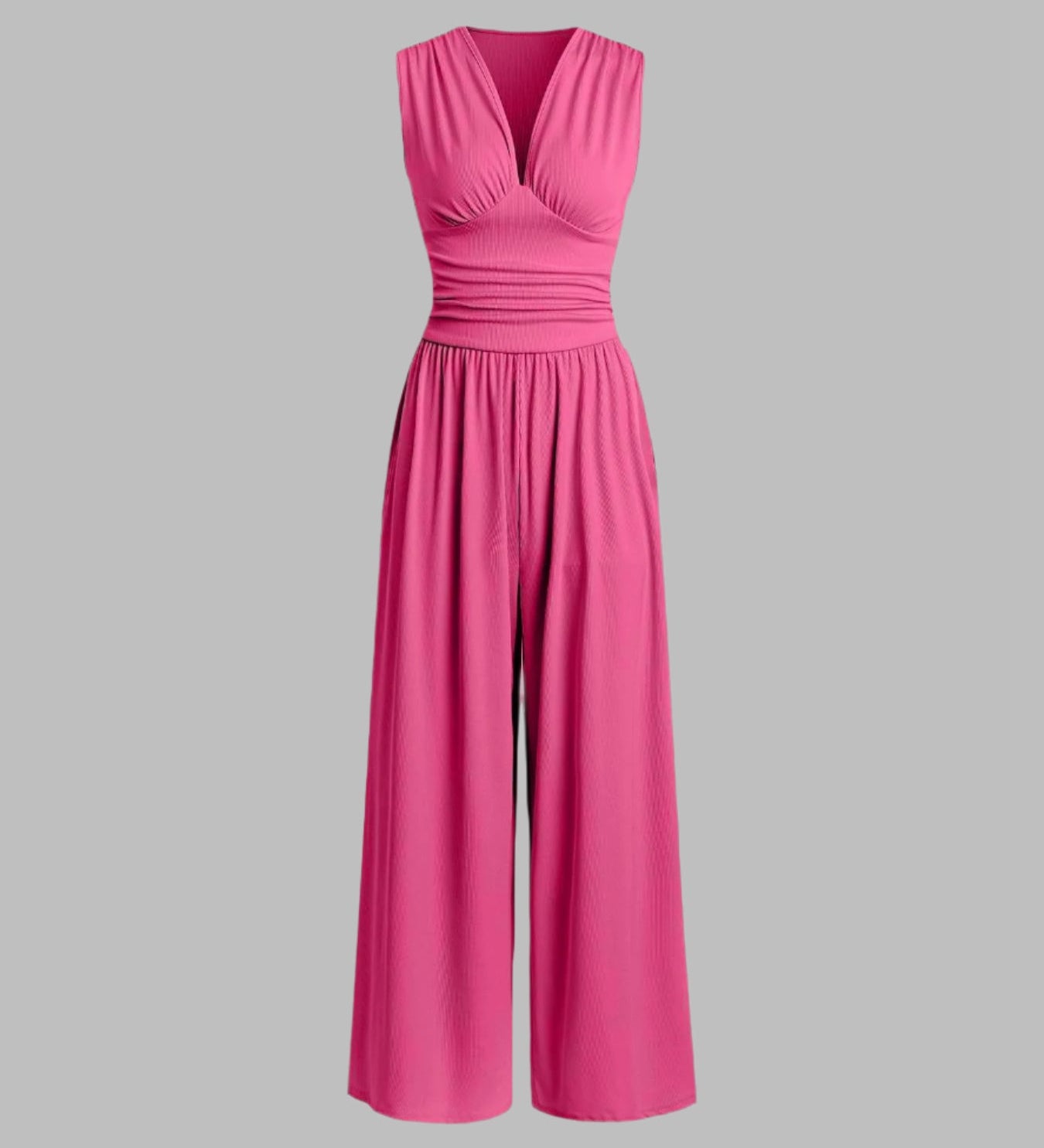 V-Neck Elegant Wide-Leg Jumpsuit