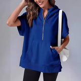 Short-Sleeve Quarter-Zip Hooded Pullover