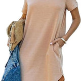 Pocket Casual Loose T-Shirt Mini Dress