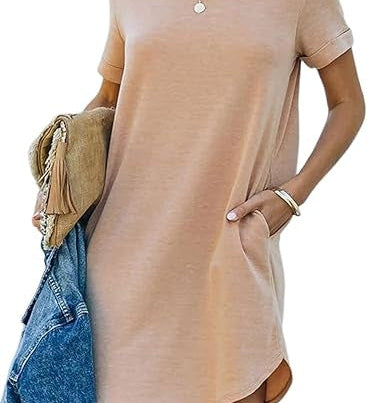 Pocket Casual Loose T-Shirt Mini Dress