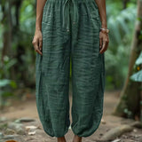 Boho Drawstring Waist Harem Pants