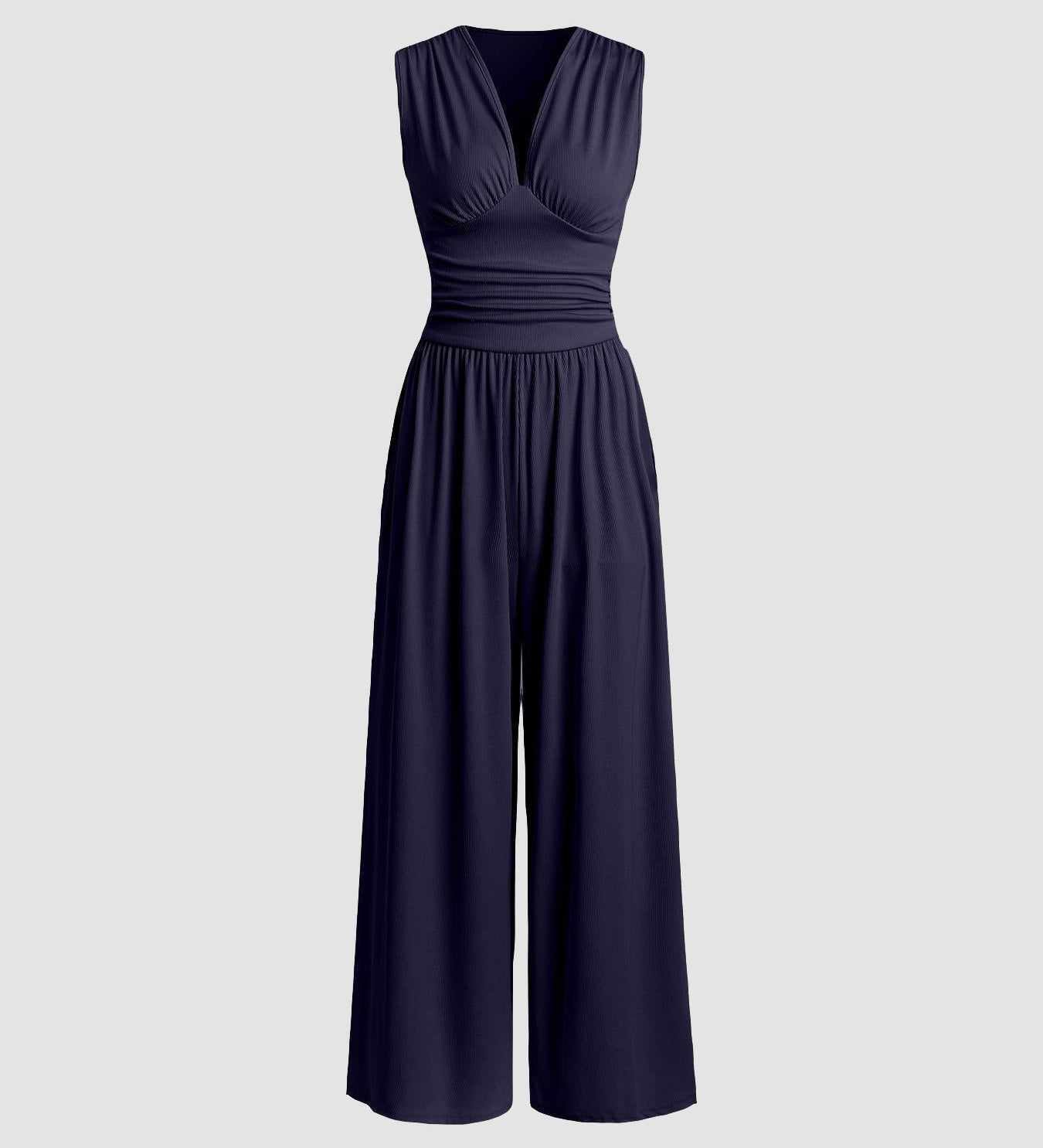V-Neck Elegant Wide-Leg Jumpsuit