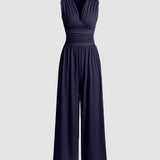 V-Neck Elegant Wide-Leg Jumpsuit