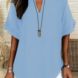 V-Neck Casual Loose-Fit Chiffon Blouse