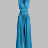 V-Neck Elegant Wide-Leg Jumpsuit