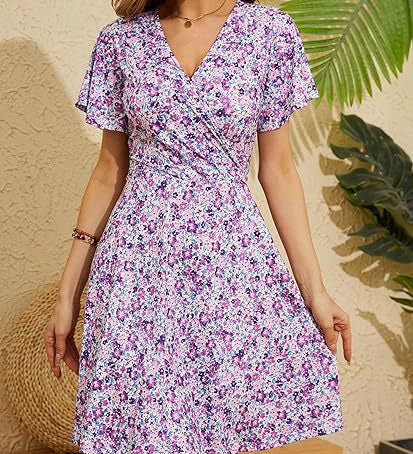 Elegant Floral V-Neck Wrap Dress