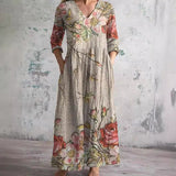 Breathable Comfort Floral Print Maxi Dress